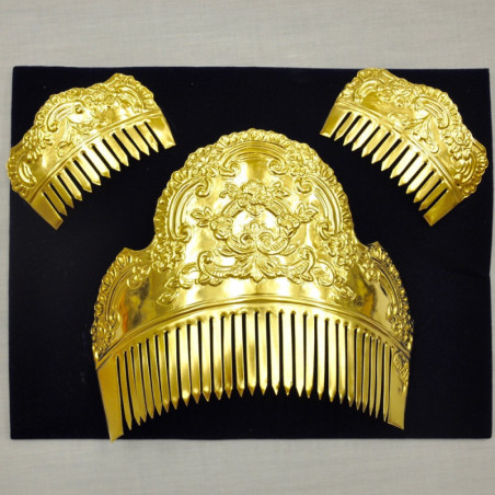 Peinetas 2632 tres flores oro| Álvaro Moliner Indumentaria Fallera